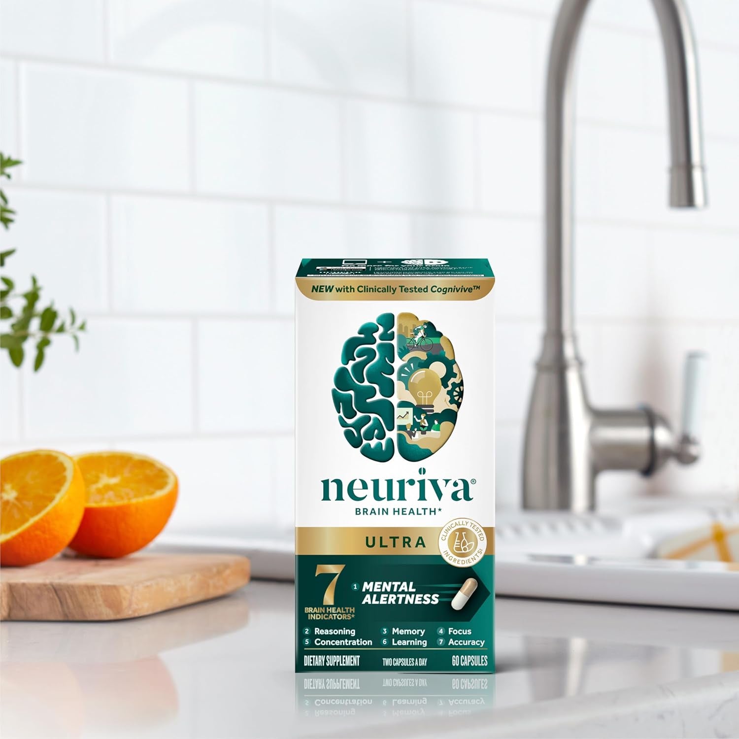 NEURIVA Ultra Decaffeinated Clinically Tested Nootropic Brain Supplement for Mental Alertness