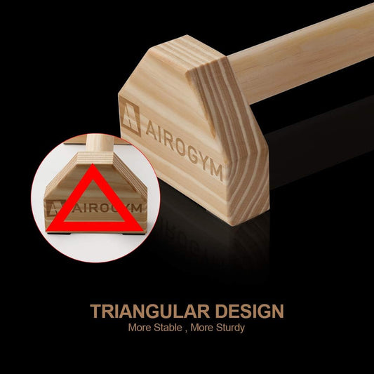 2 PCS Wood Pushup Bars Non-Slip Base