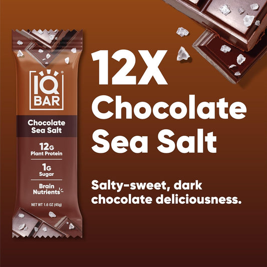 IQBAR Clean Plant Protein Bars - Chocolate Sea Salt - 12 Count