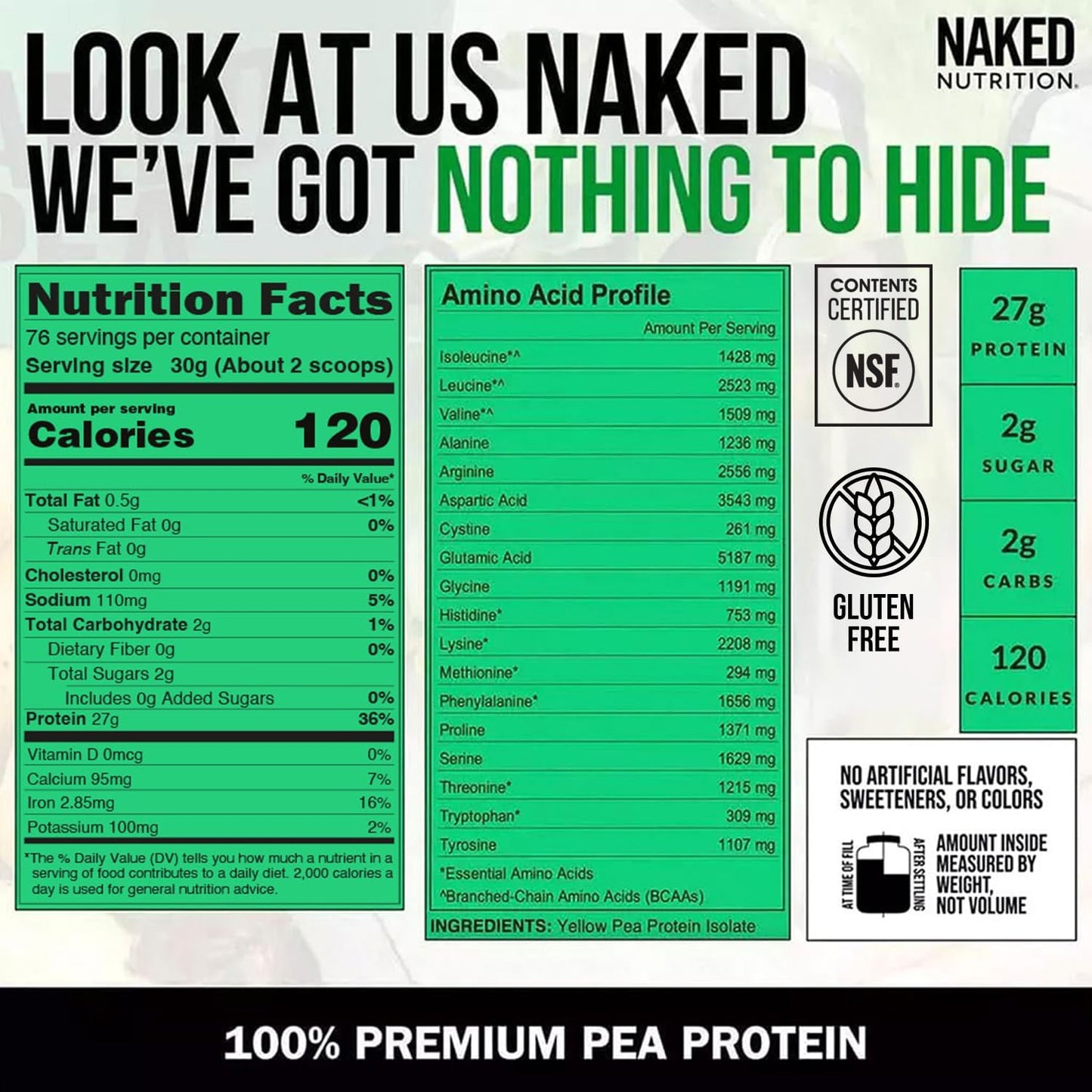 Naked Pea Protein Isolate from North American Farms - 5lb Bulk