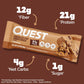 Quest Nutrition Chocolate Chip Cookie Dough Protein Bars, 20G Protein, 12 Count