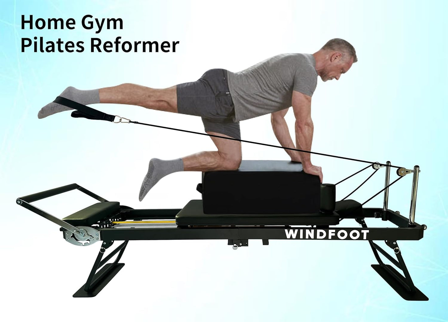 Pilates Reformer Machine Equipment with Springs & Cords for Home Workout