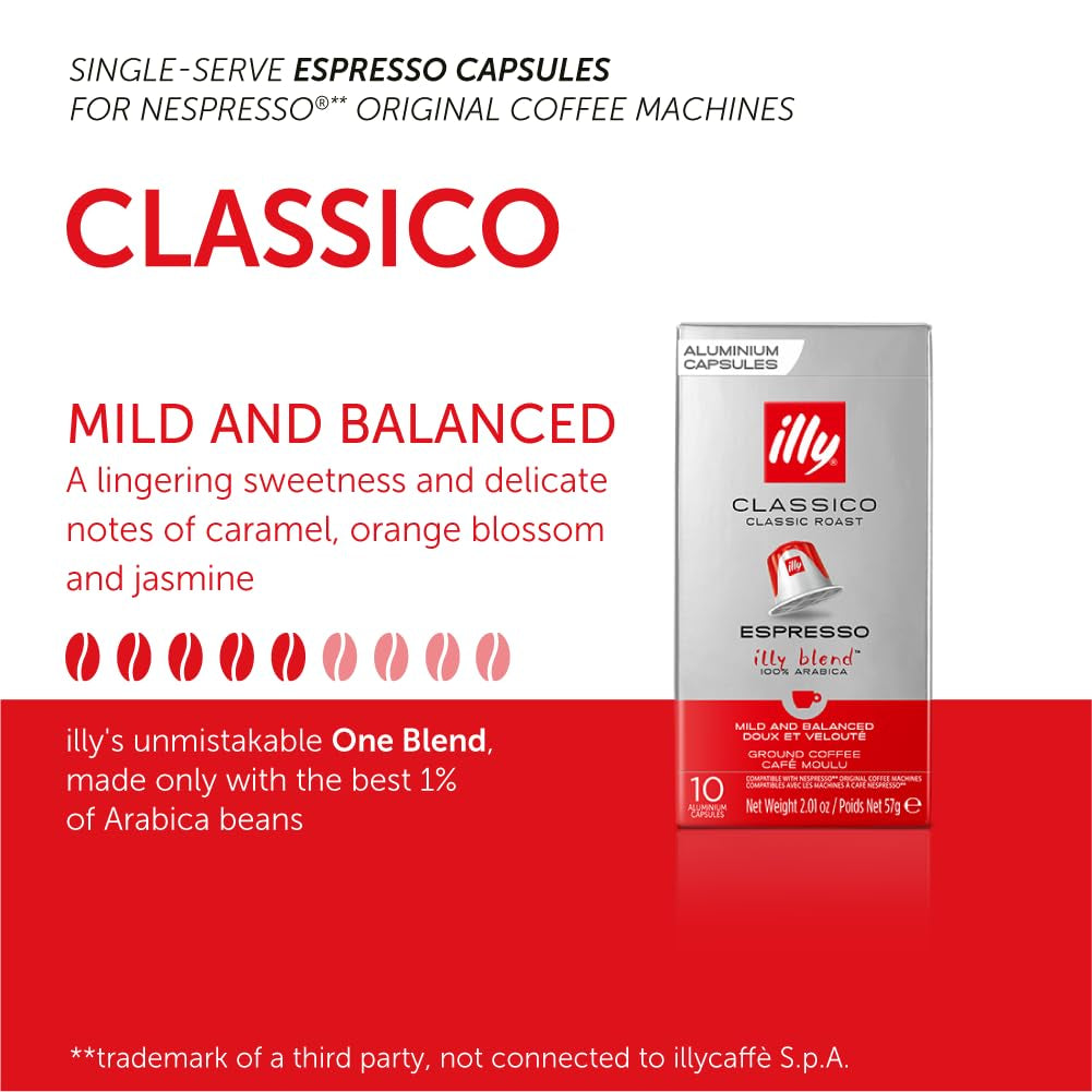 Illy Espresso Compatible Capsules - Single-Serve Coffee Nespresso Pods