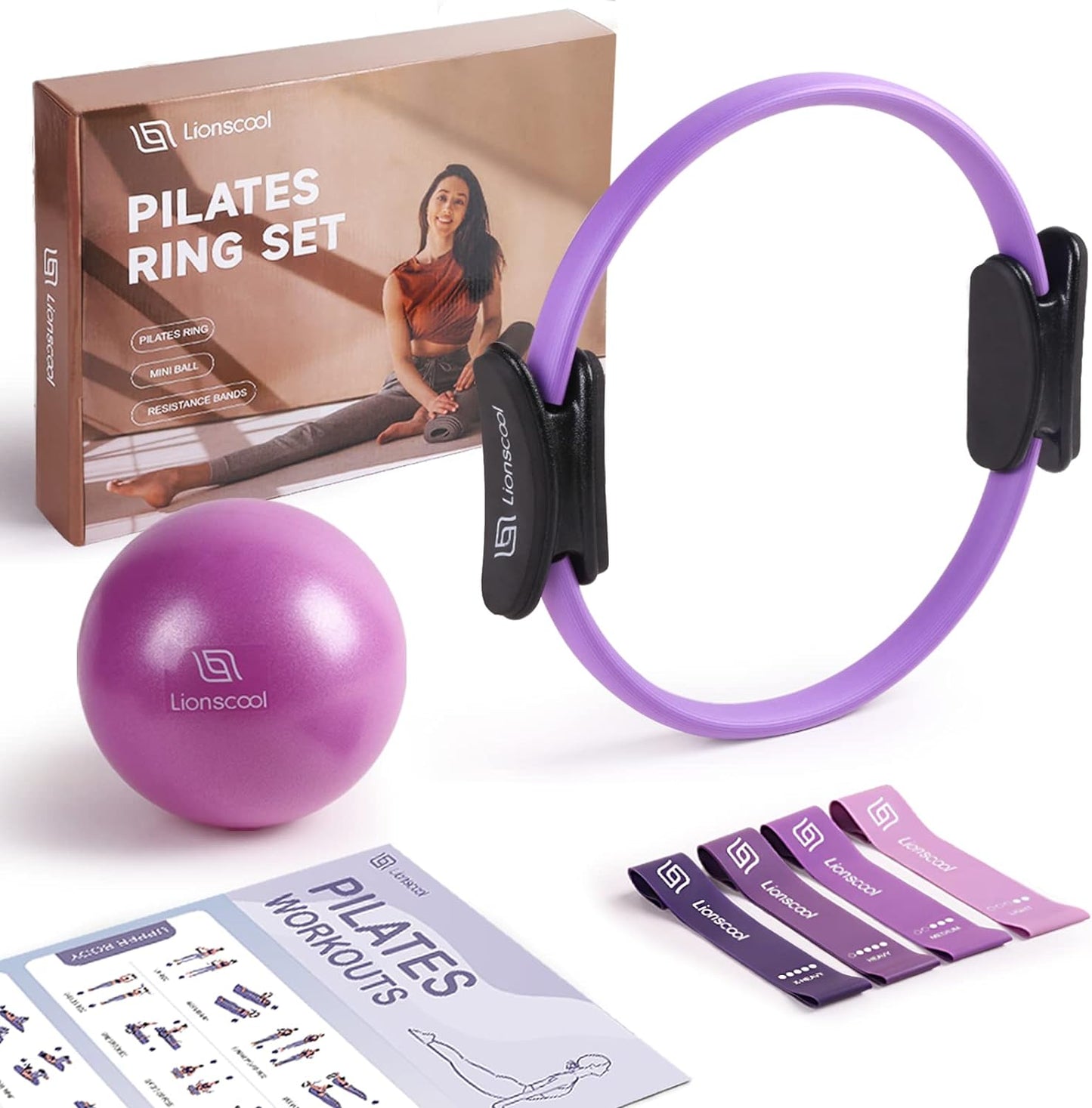 LIONSCOOL Pilates Ring Set – 14" Anti-Deformation Magic Circle