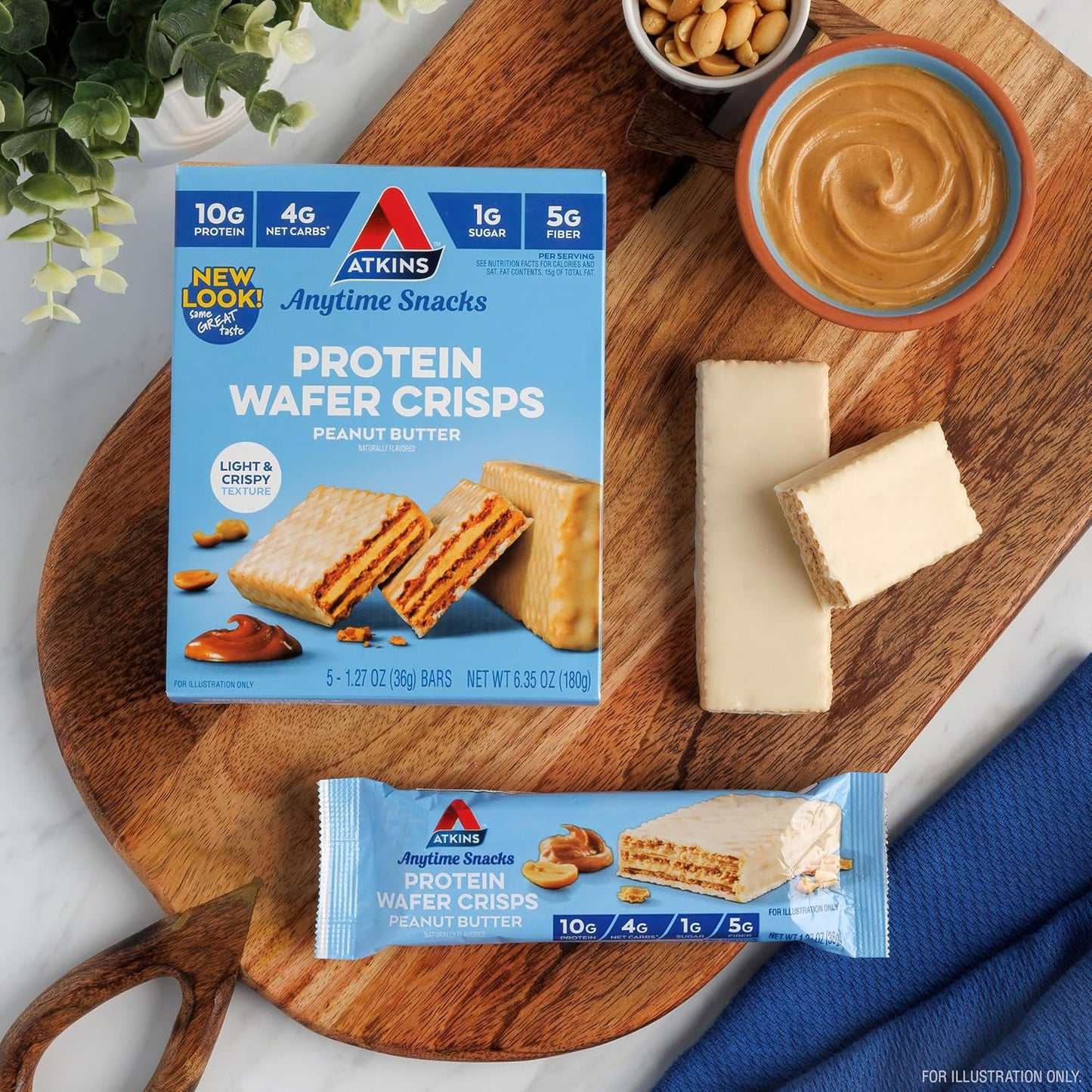 Atkins Peanut Butter Protein Wafer Crisps, 5 Count