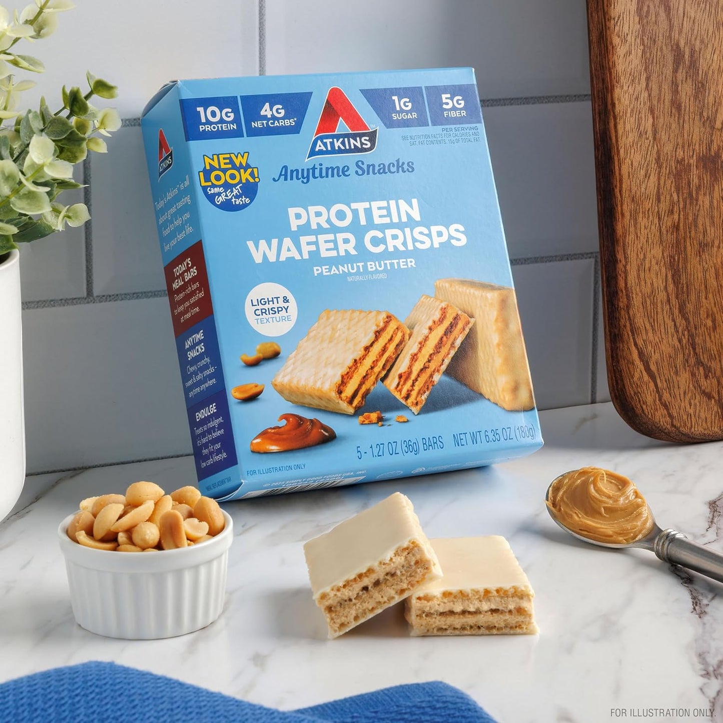 Atkins Peanut Butter Protein Wafer Crisps, 5 Count