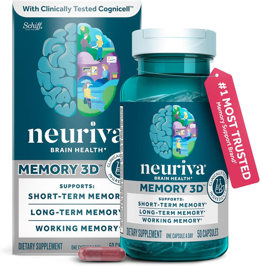 NEURIVA Memory 3D Brain Supplement - Nootropic Capsules for Memory
