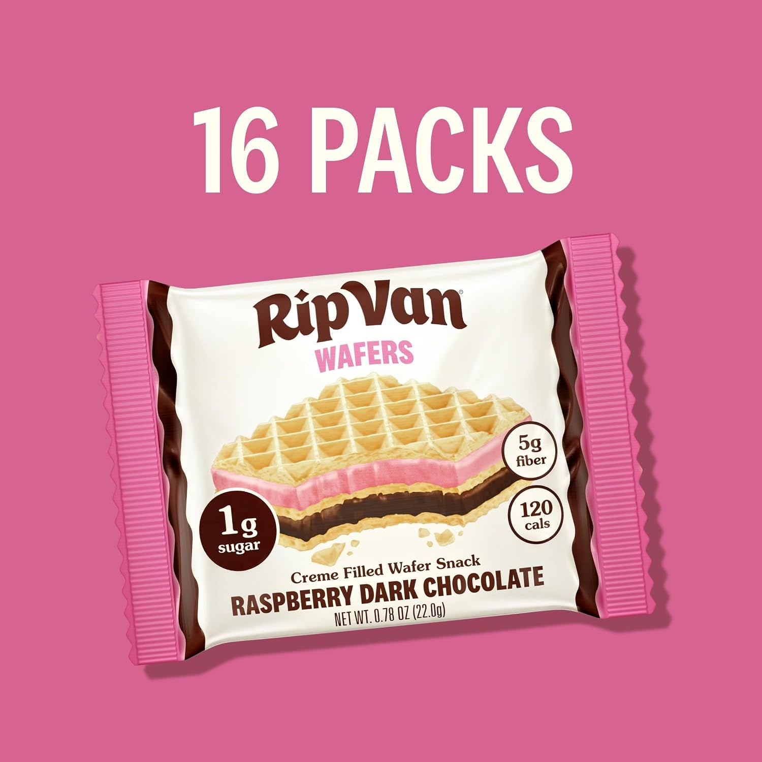 Rip Van Raspberry & Dark Chocolate Wafer Cookies - Non GMO Keto Cookies - 16 Count