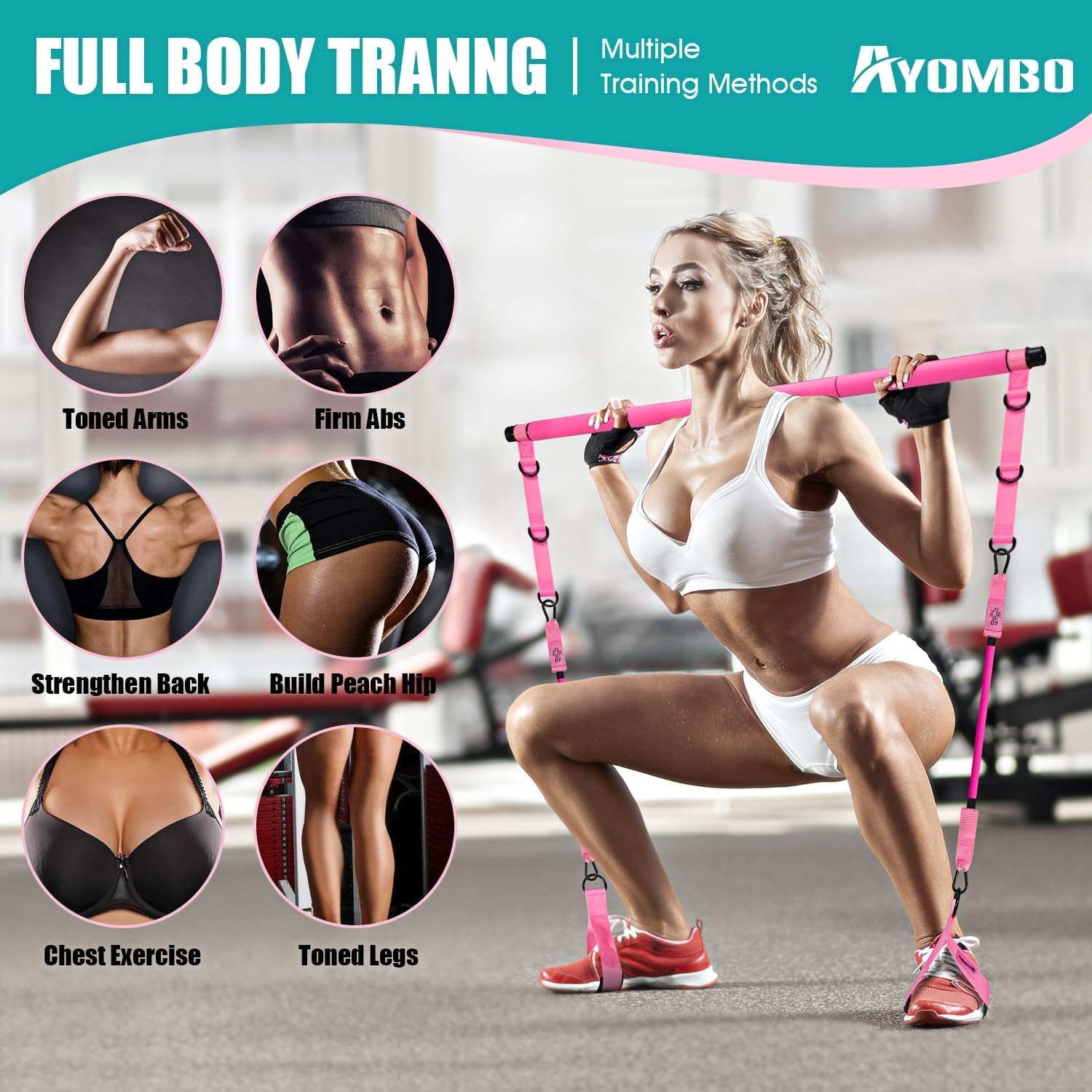 Ayombo Pilates Bar Kit with Resistance Bands