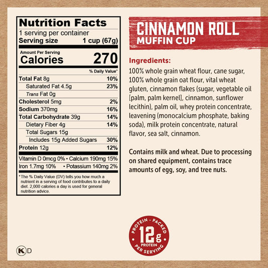 Kodiak Cakes Minute Muffins, Cinnamon Roll (Pack of 12)