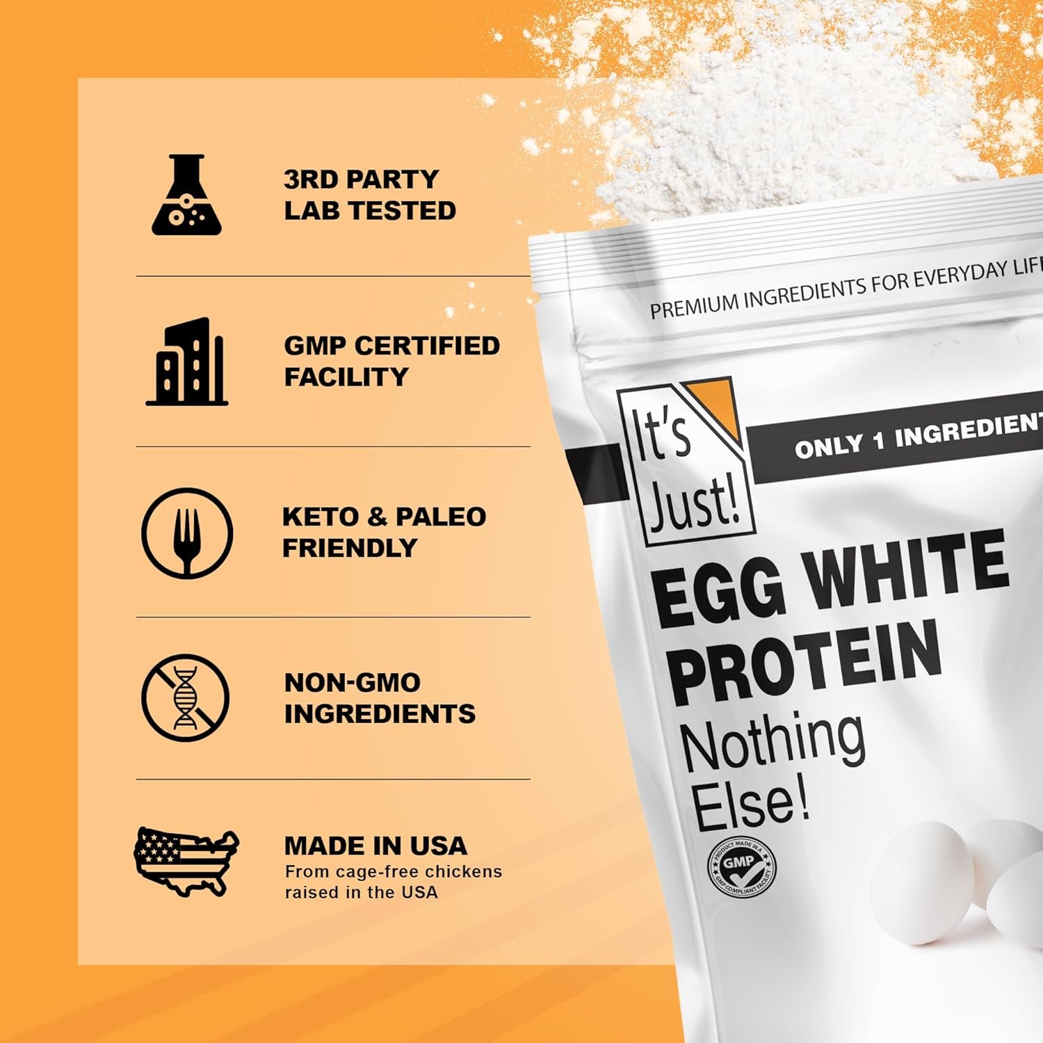It's Just! - Egg White Protein Powder, Made in USA from Cage-Free Eggs