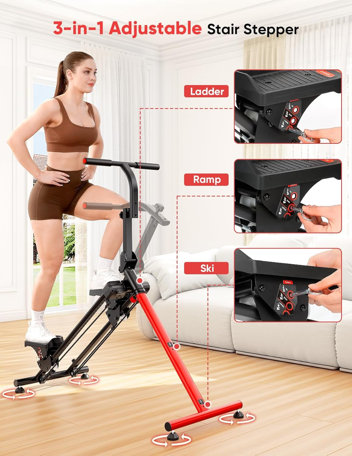 YOLEO Adjustable Resistance Stair Steppers for Exercise at Home