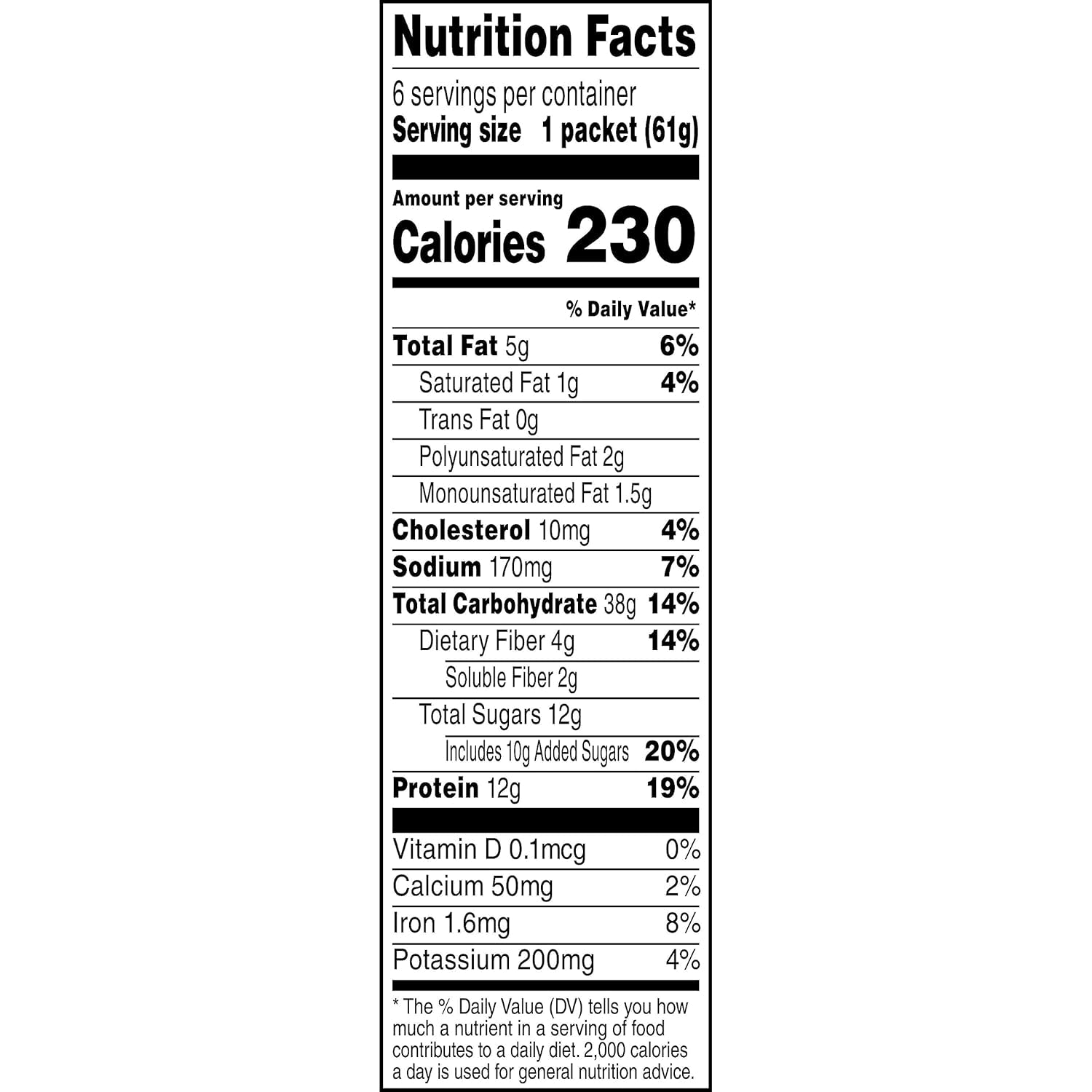 Quaker Protein Instant Oatmeal, Banana Nut, 12G Protein per Serving (6 Pack)
