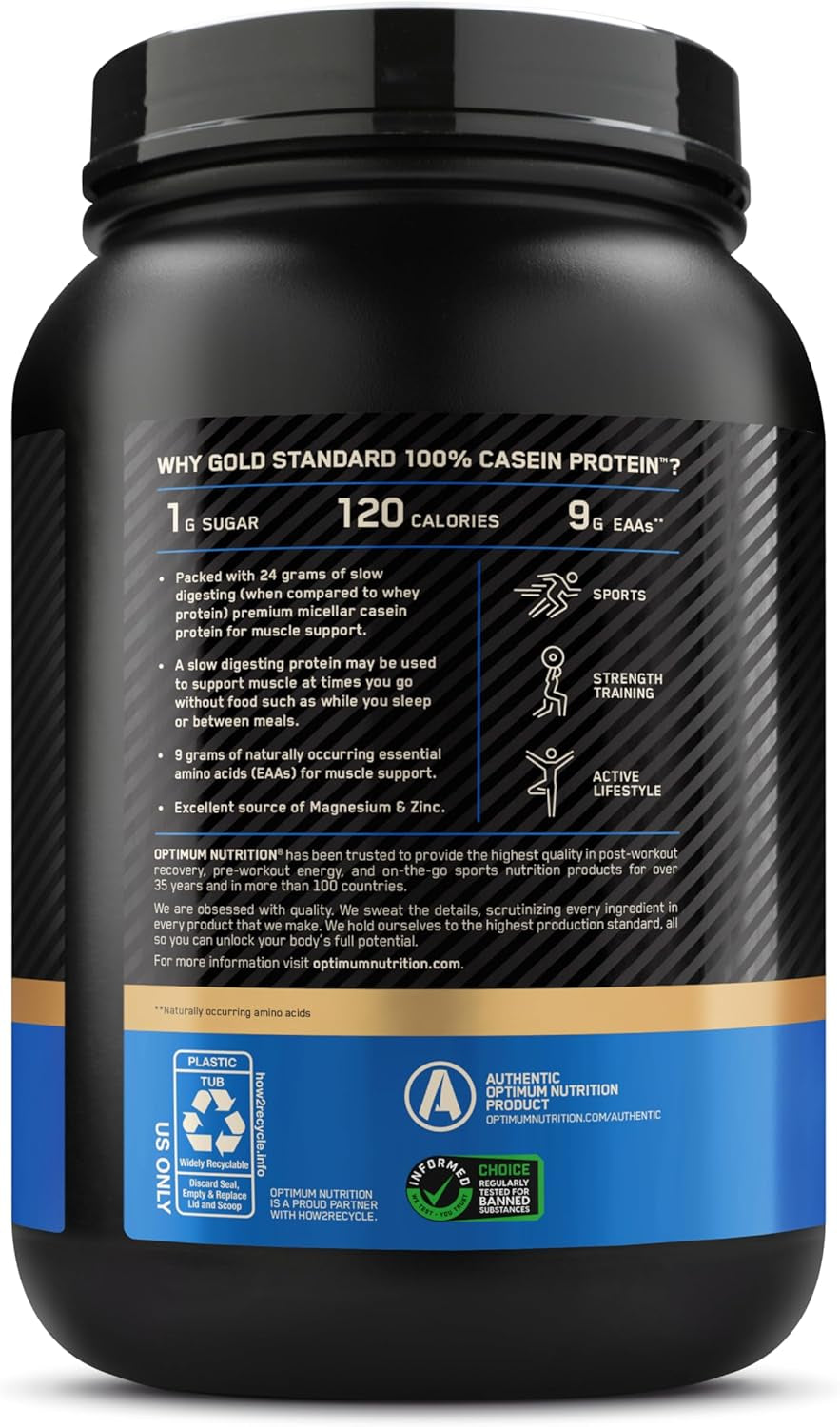 Gold Standard 100% Micellar Casein Protein Powder, Slow Digesting, Helps Keep You Full, Overnight Muscle Recovery, Chocolate Supreme, 2 Pound (Packaging May Vary)