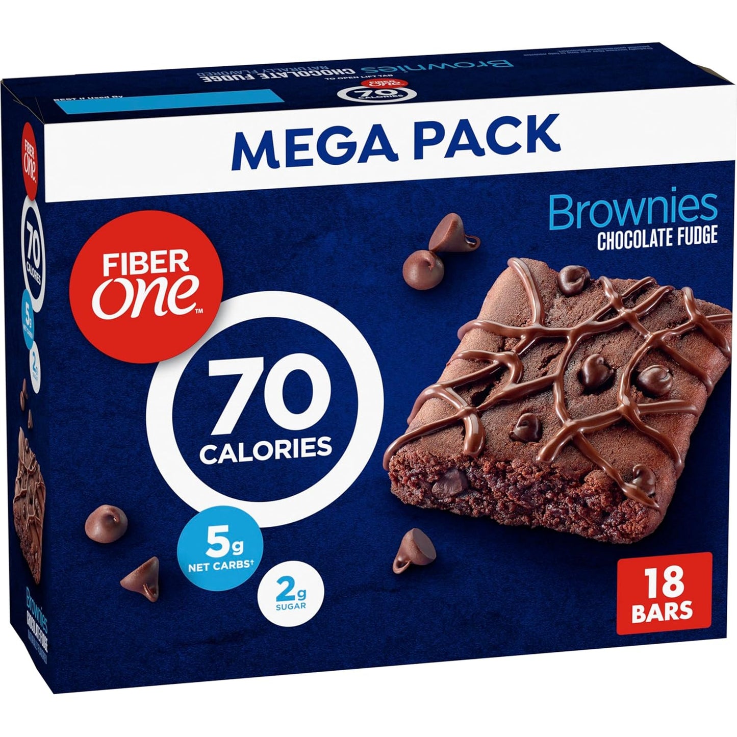 Fiber One 70 Calorie Brownies, Chocolate Fudge Snack Bars, Mega Pack, 18 Ct, 16 Oz