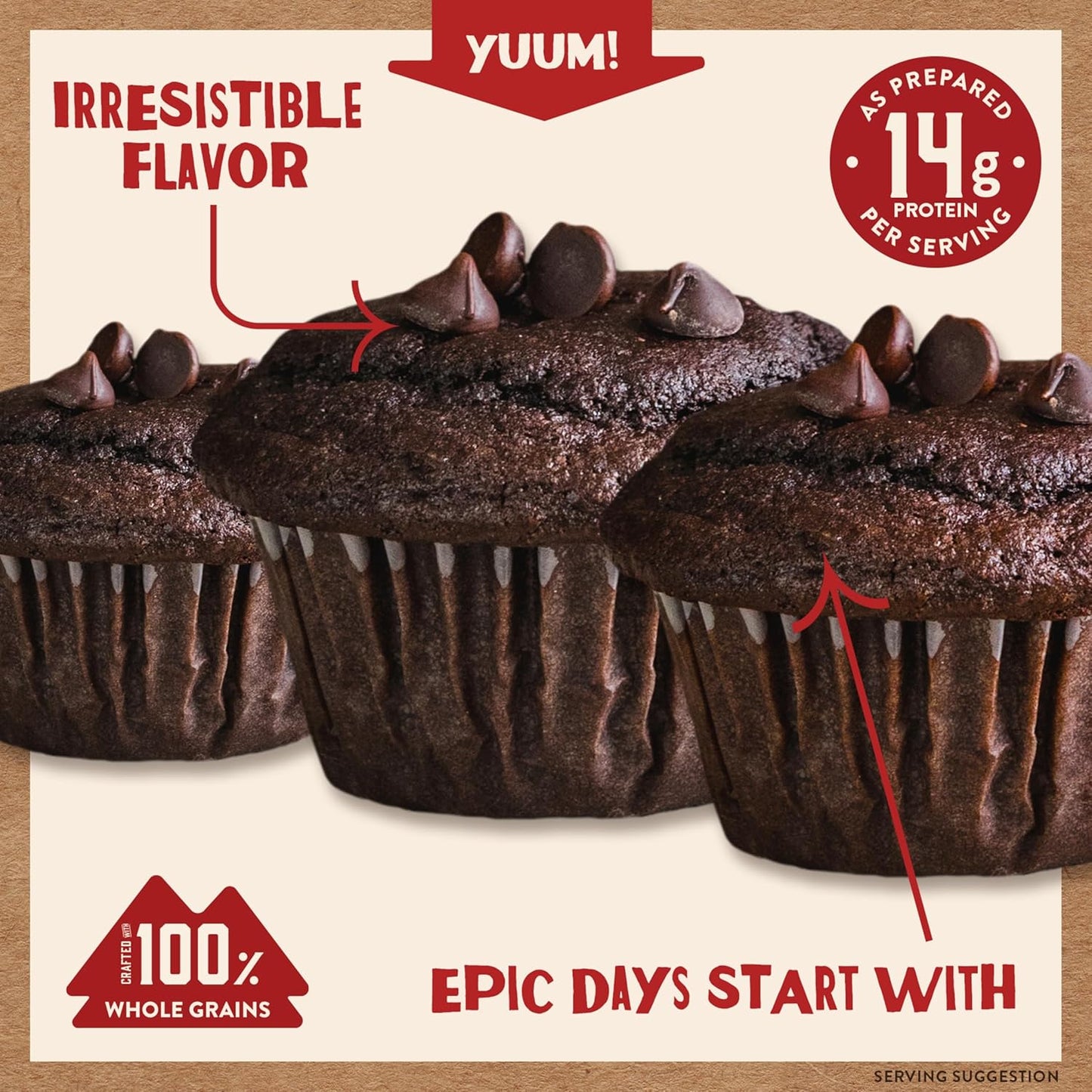 Kodiak Cakes Power Bake Muffin Mix, Double Dark Chocolate (Pack of 6)