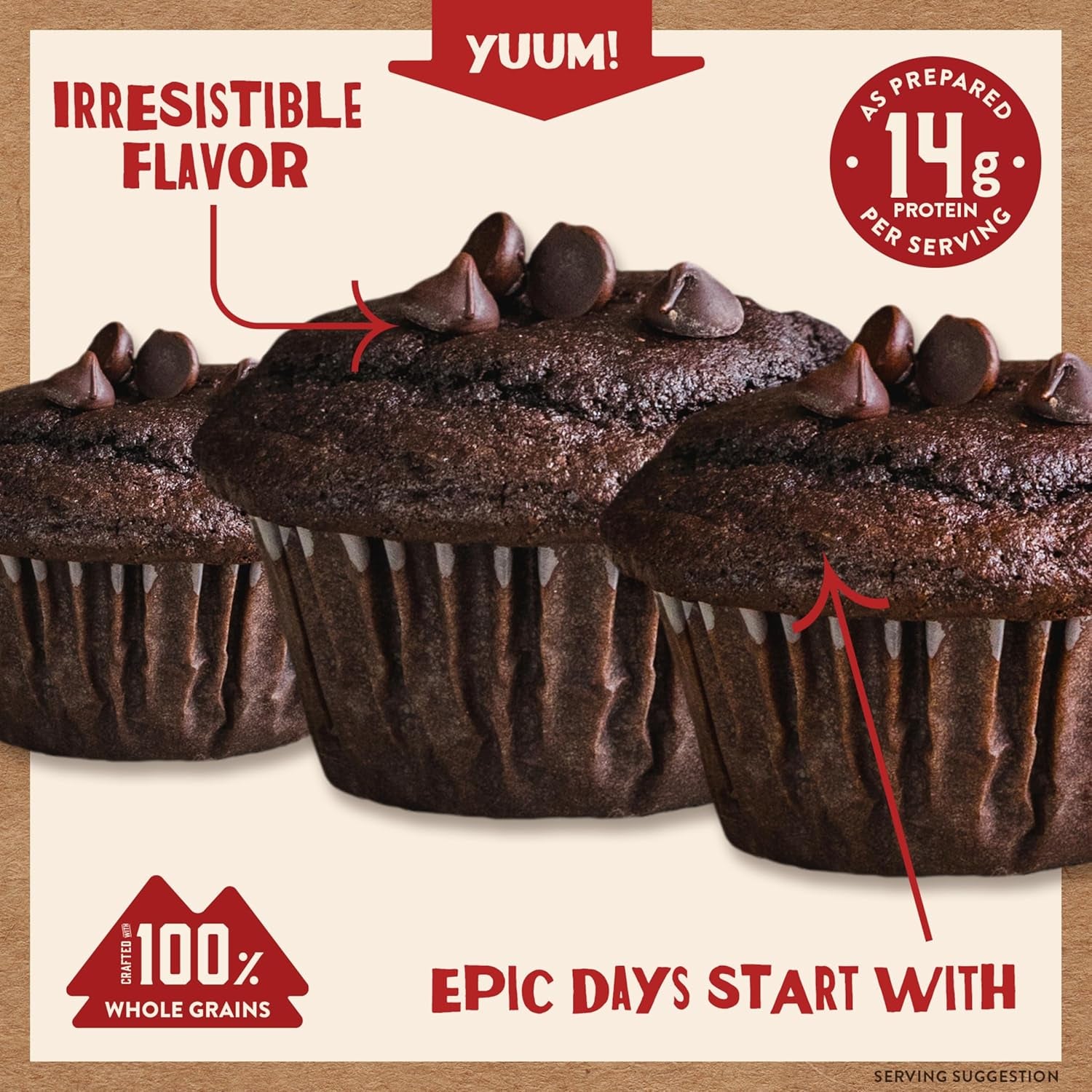 Kodiak Cakes Power Bake Muffin Mix, Double Dark Chocolate (Pack of 6)