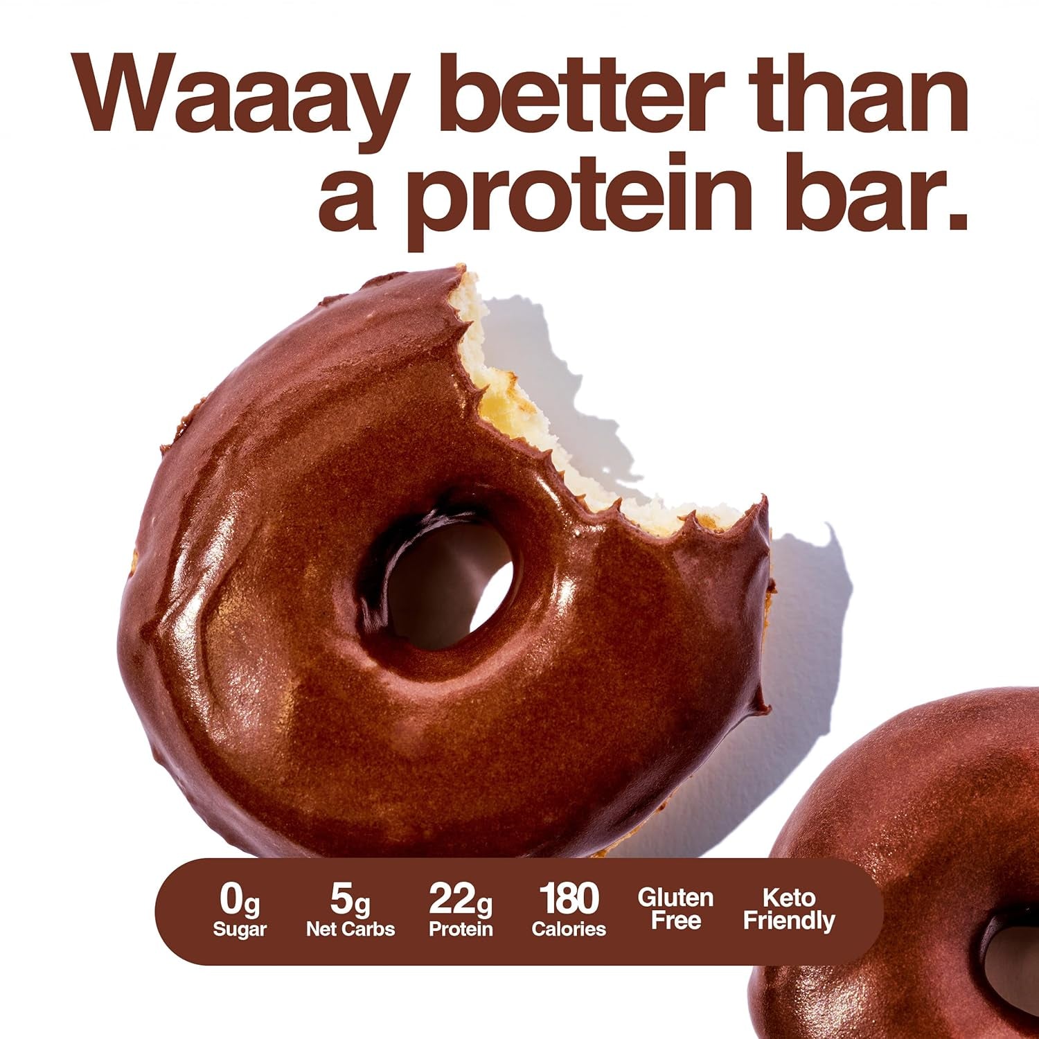 Protein Donuts - 22G Protein, Dipped Chocolate, Zero Sugar Snack - 8 Pack with Two Donuts per Pack