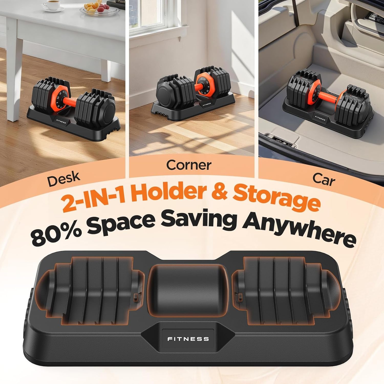 LifeOG Updated Adjustable Dumbbell Set of 2 - 110lbs/55lbs