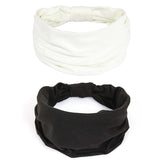 Gili 2 Pack Wide Headbands for Women Boho African Knotted Non Slip Fashion Hair Bands Yoga Running Sports Workout Gym Head Wraps Elastic Soft Cotton Cloth Turbans Bandana for Girls (White,Black)