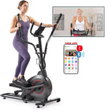 Smart Upright Elliptical W/Pulse Sensor Built-In, Indoor Full-Body Cross-Training & Cardio Exercise Machine for Home, Free Sunnyfit App Connection