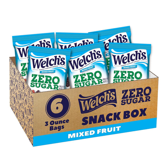 Welch's Zero Sugar Fruity Bites, Mixed Fruit Snack Box, Gluten Free & Sugar Free Snacks (Pack of 6)