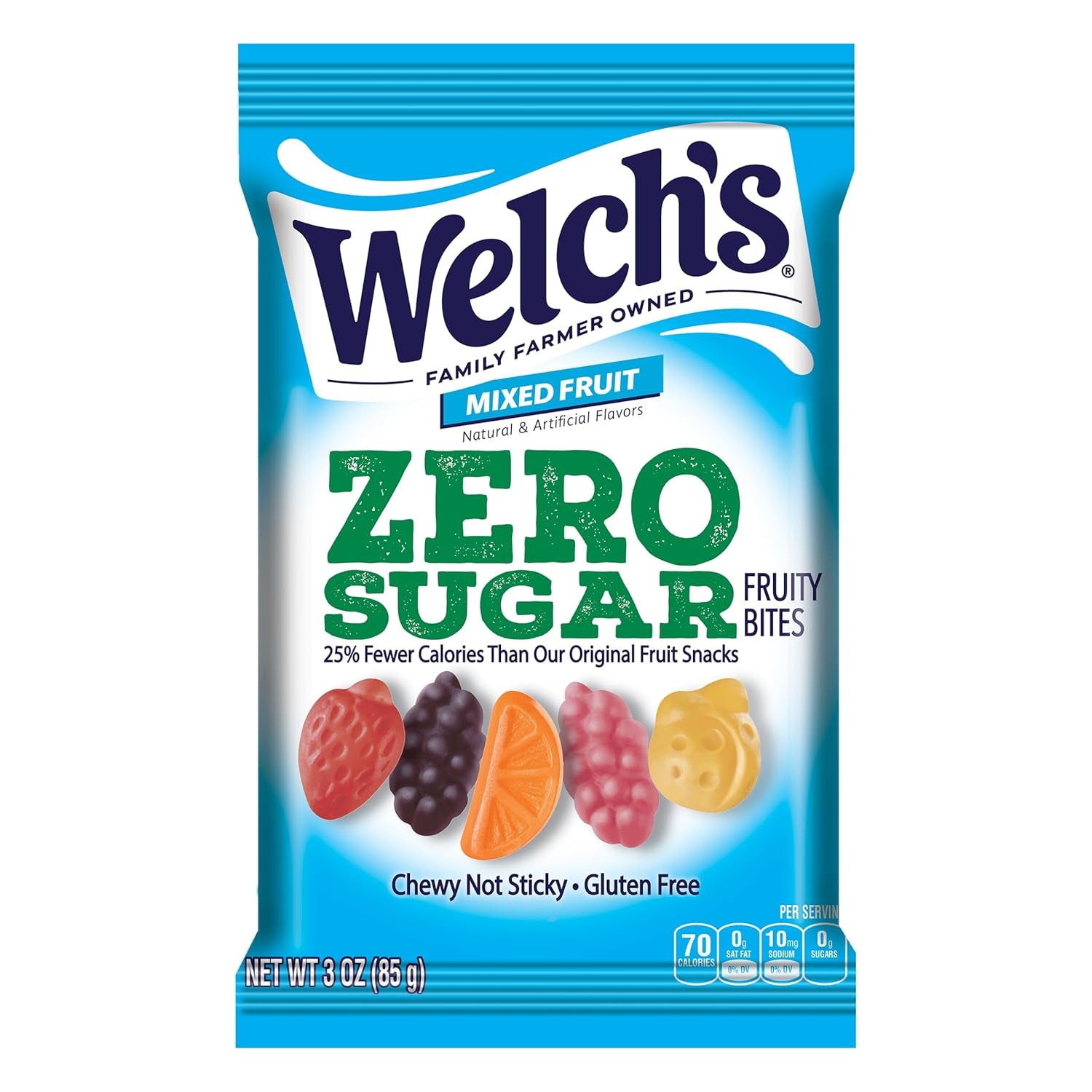 Welch'S Zero Sugar Fruity Bites, Mixed Fruit Snack Pack, Gluten Free & Sugar Free Snacks