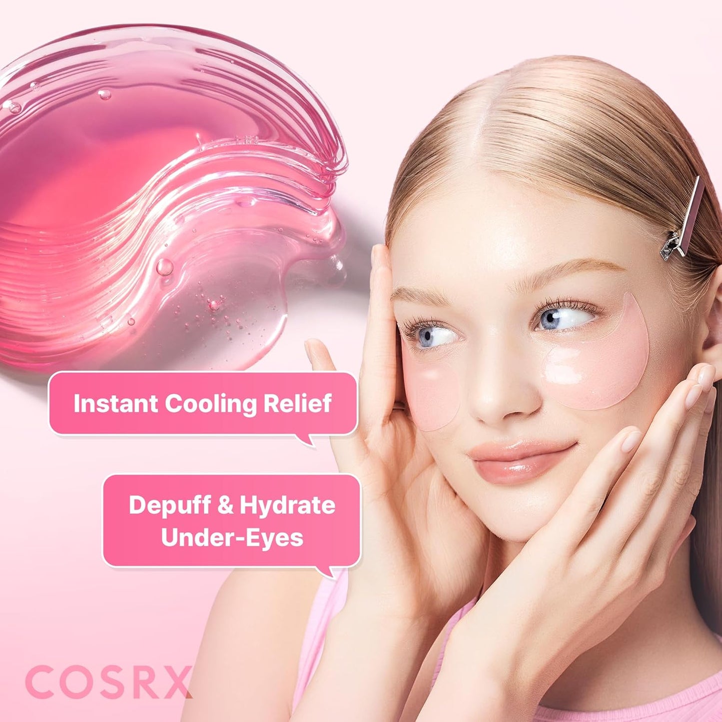 COSRX Pink Peptides Collagen Hydrogel Eye Patch for Puffy Eyes