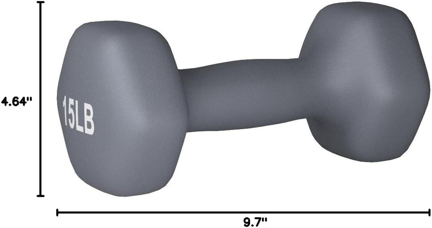 15 Pound Neoprene Dumbbell Hand Weights for Exercise
