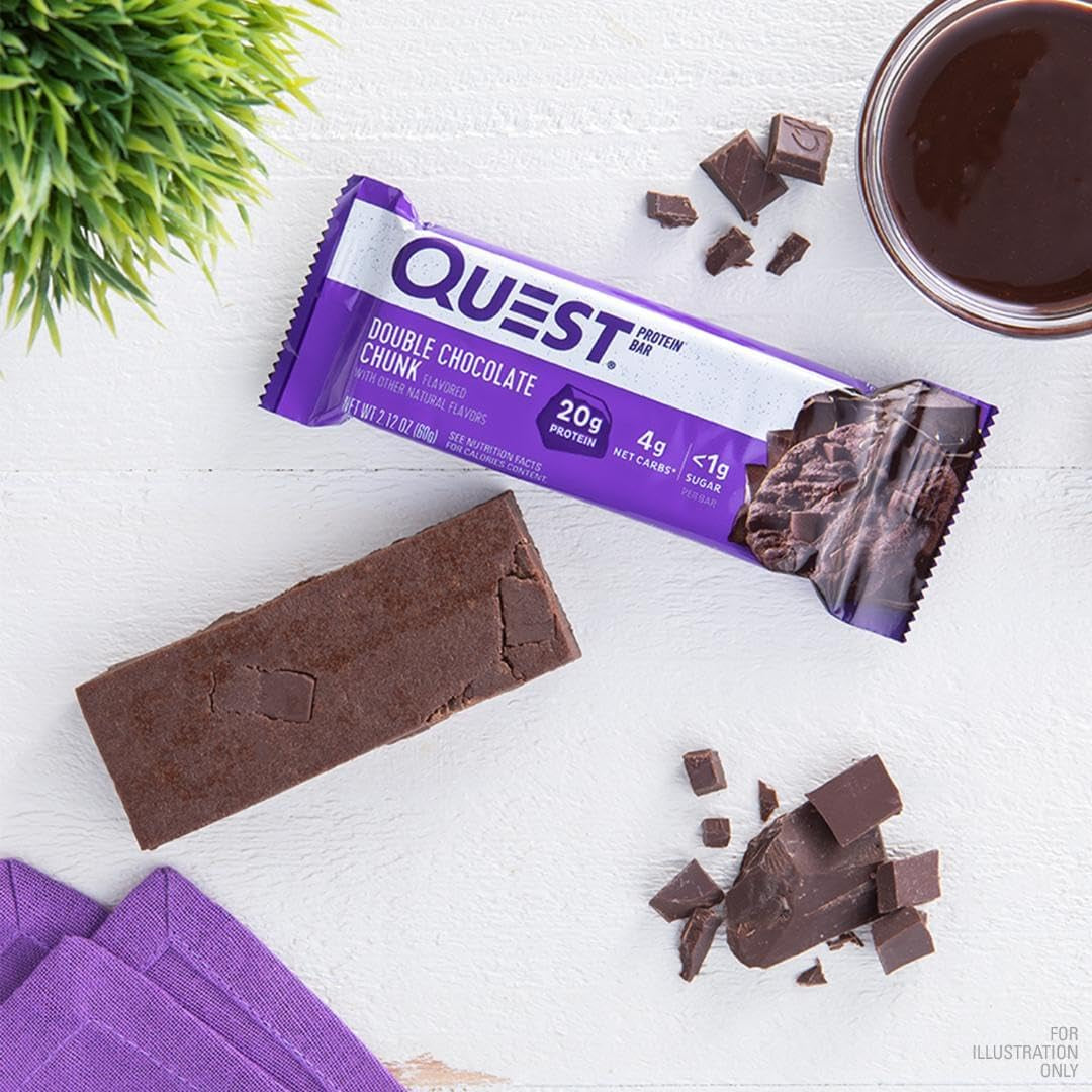 Quest Nutrition Double Chocolate Chunk Protein Bars, 20G Protein Bars, 12 Count