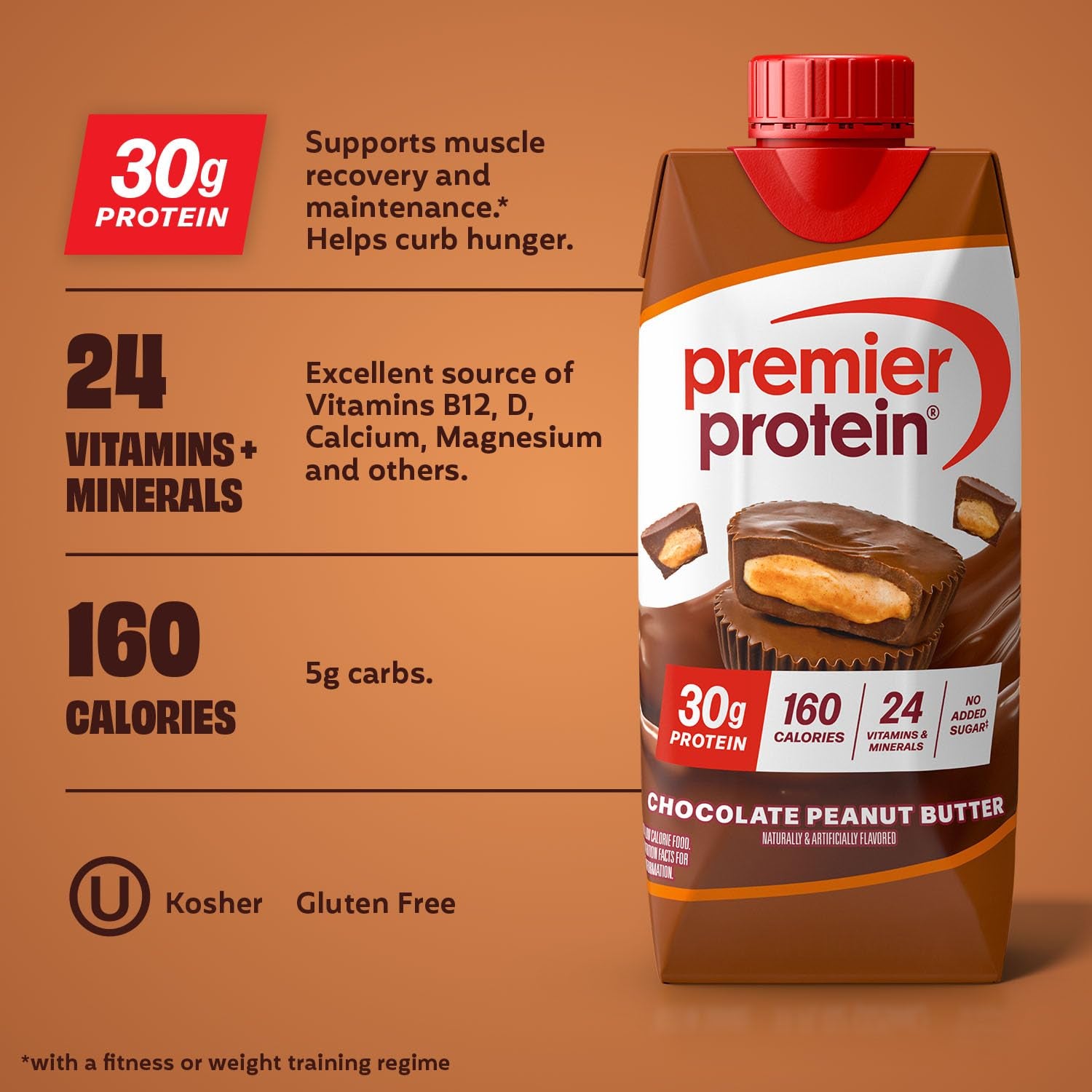 Premier Protein Shake, Chocolate Peanut Butter, 30G Protein, 12 Pack