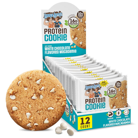 Lenny & Larry's Protein Cookie, White Chocolate Flavored Macadamia – Pack of 12