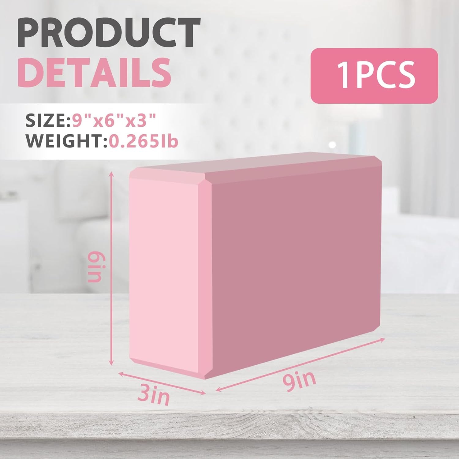 9"X6"X3" Yoga Blocks, Soft Non-Slip Surface Premium Foam Blocks