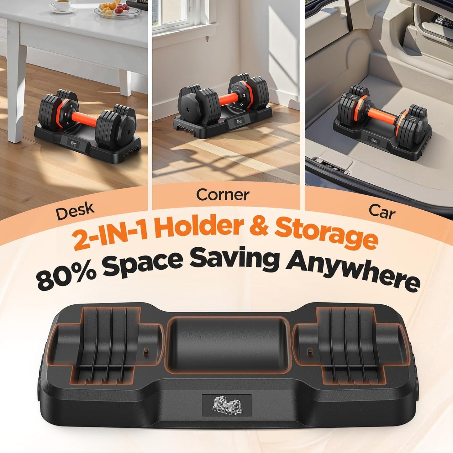 LifeOG Updated Adjustable Dumbbell Set of 2 - 25lbs/50lbs