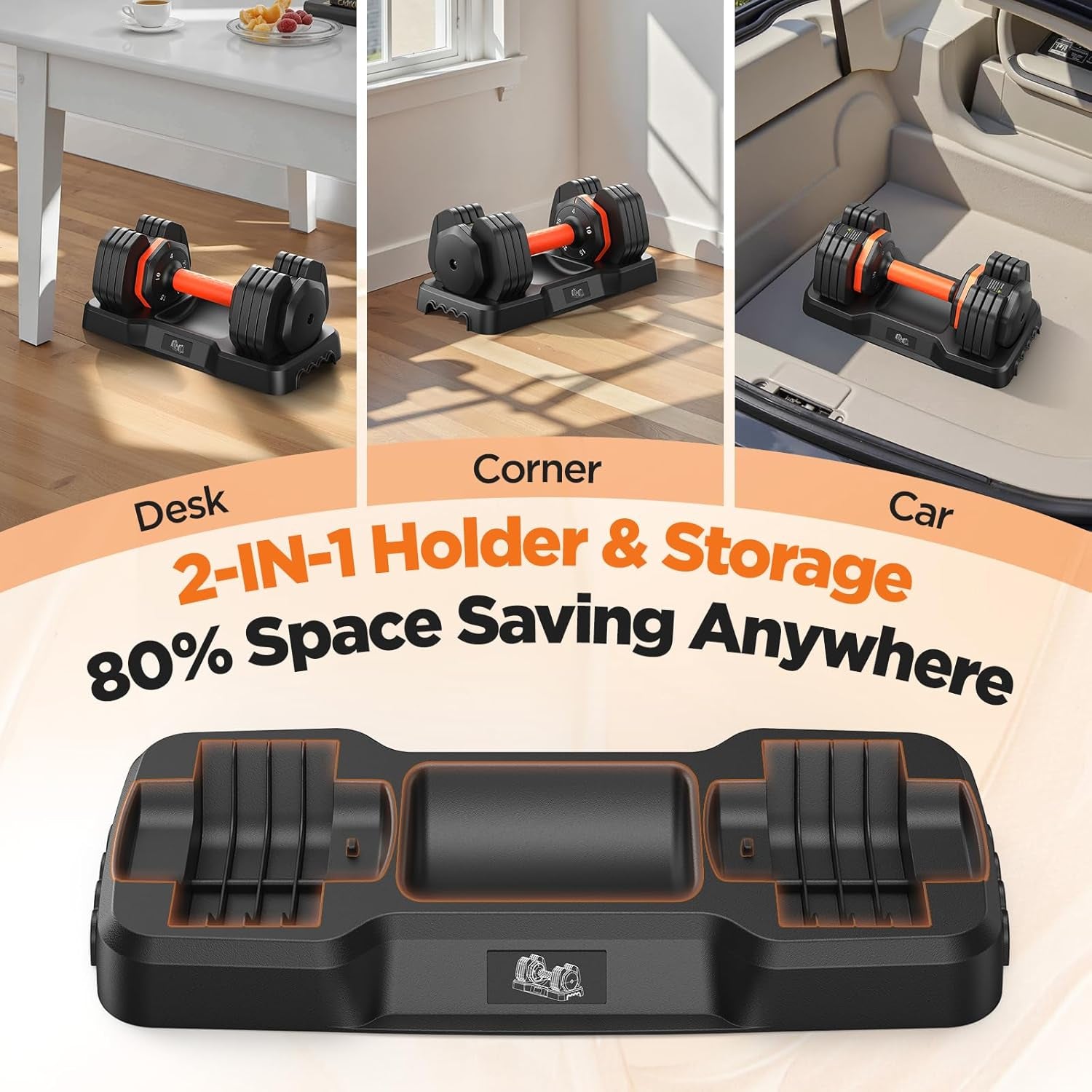 LifeOG Updated Adjustable Dumbbell Set of 2 - 25lbs/50lbs
