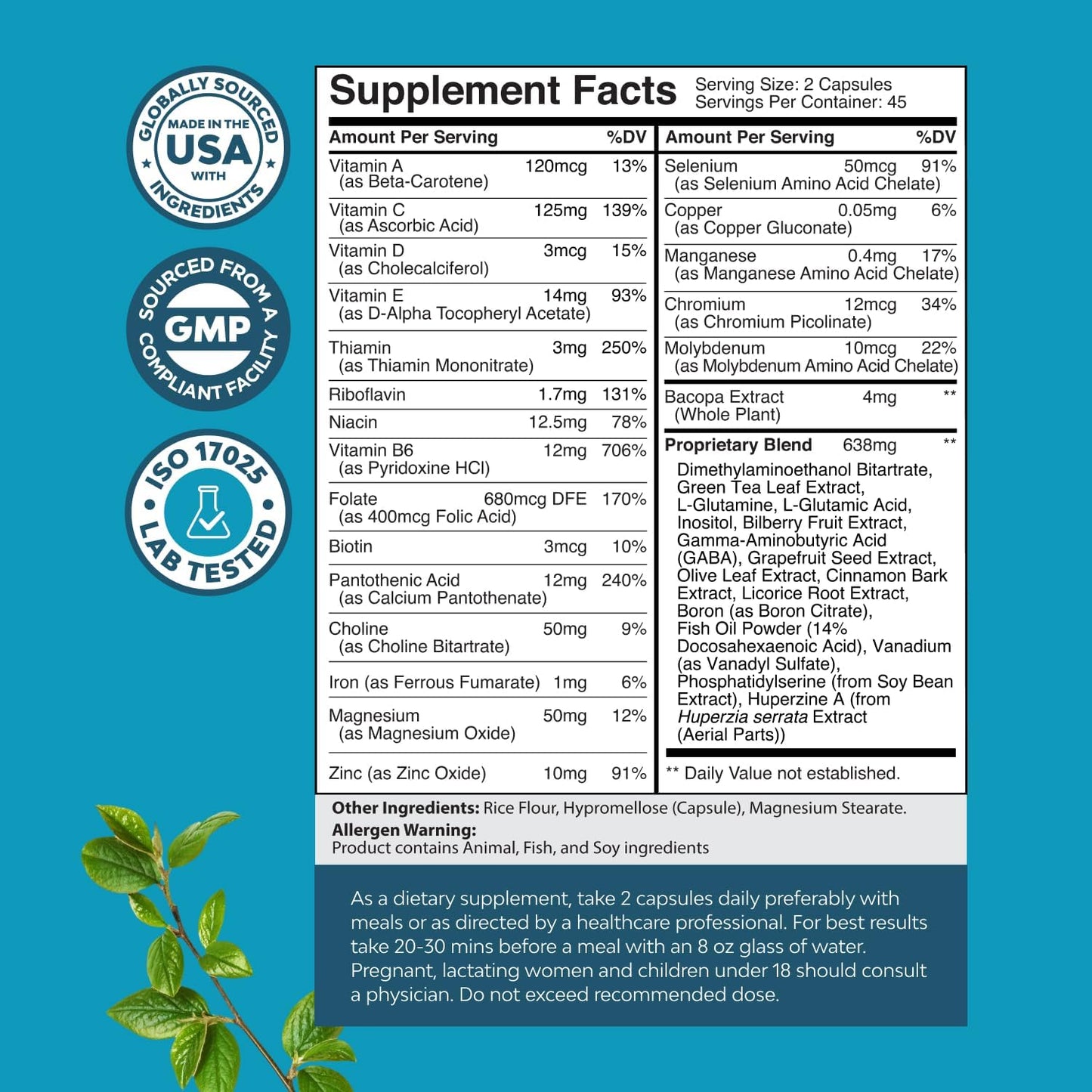 Nootropic Brain Supplement for Memory and Focus Support