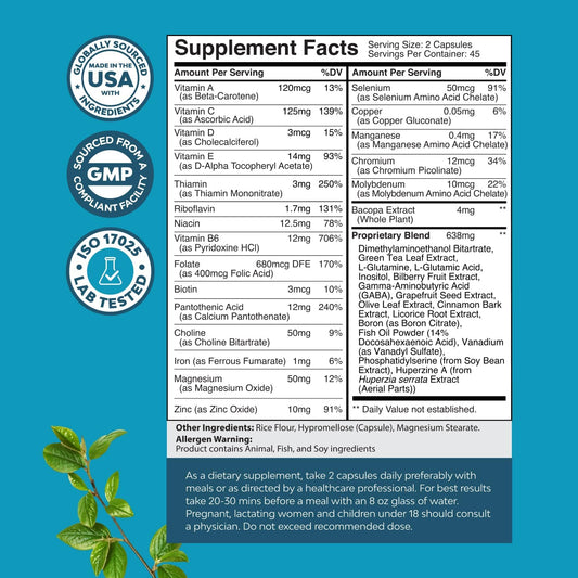 Nootropic Brain Supplement for Memory and Focus Support