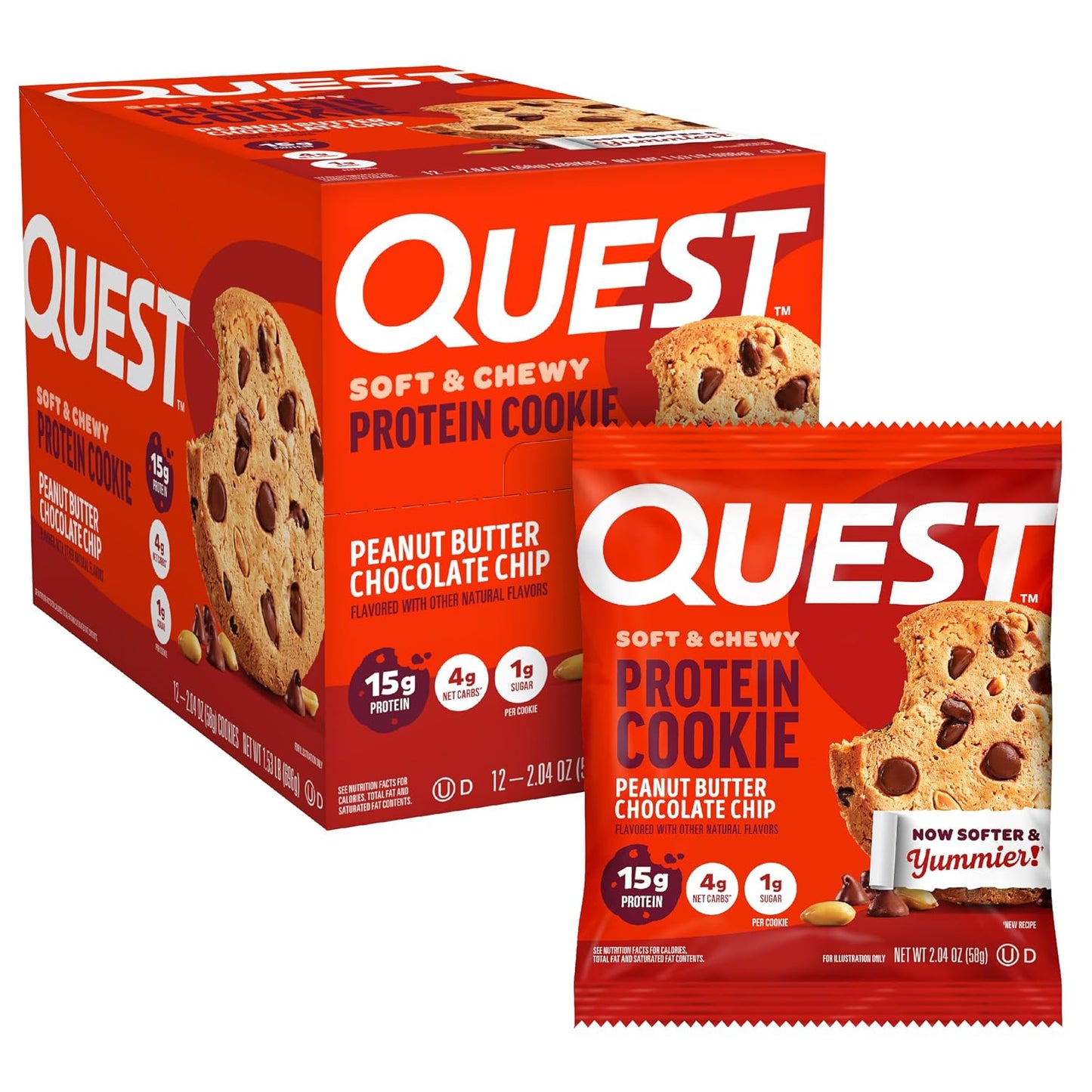 Quest Nutrition Peanut Butter Chocolate Chip High Protein Cookie 12 Count