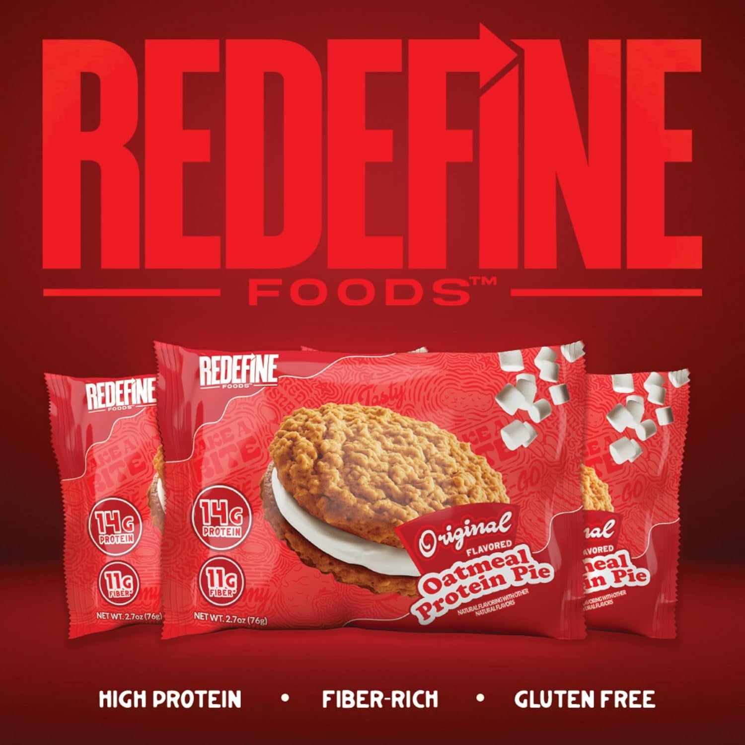 Redefine Foods Oatmeal Protein Pie, Original Flavor - 8 Count