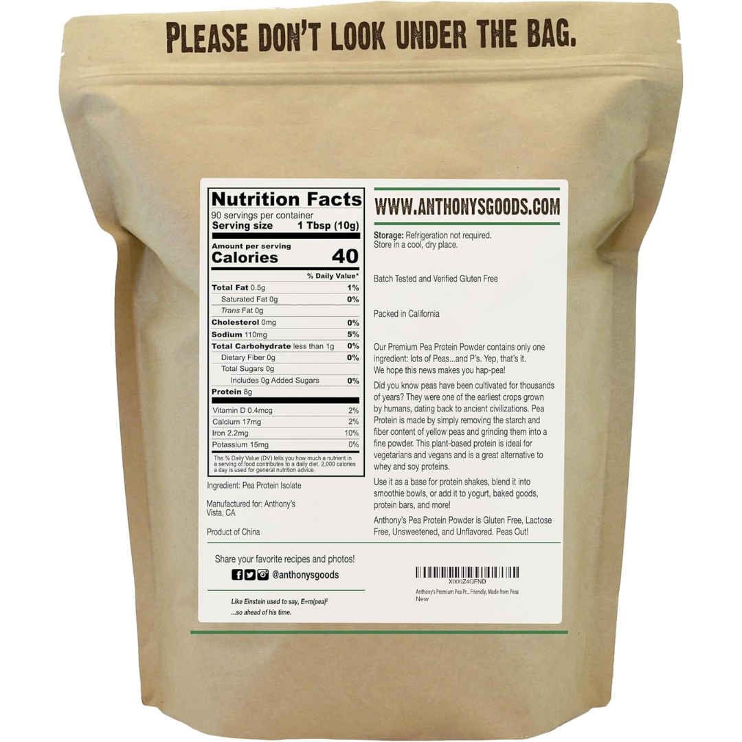 Anthony's Premium Pea Protein, 2 Lb Unflavored