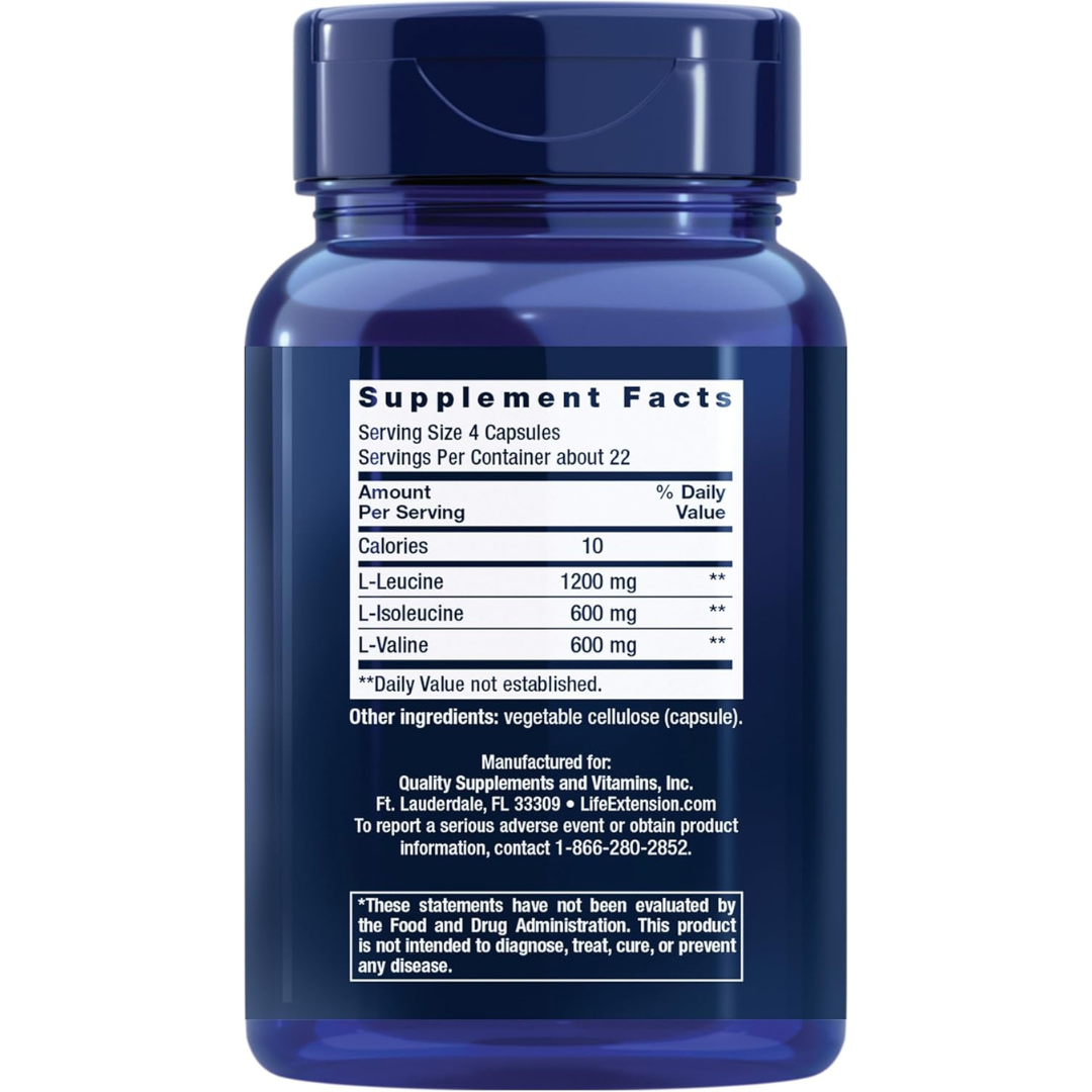 Life Extension Branched Chain Amino Acids (BCAAs), 90 Capsules