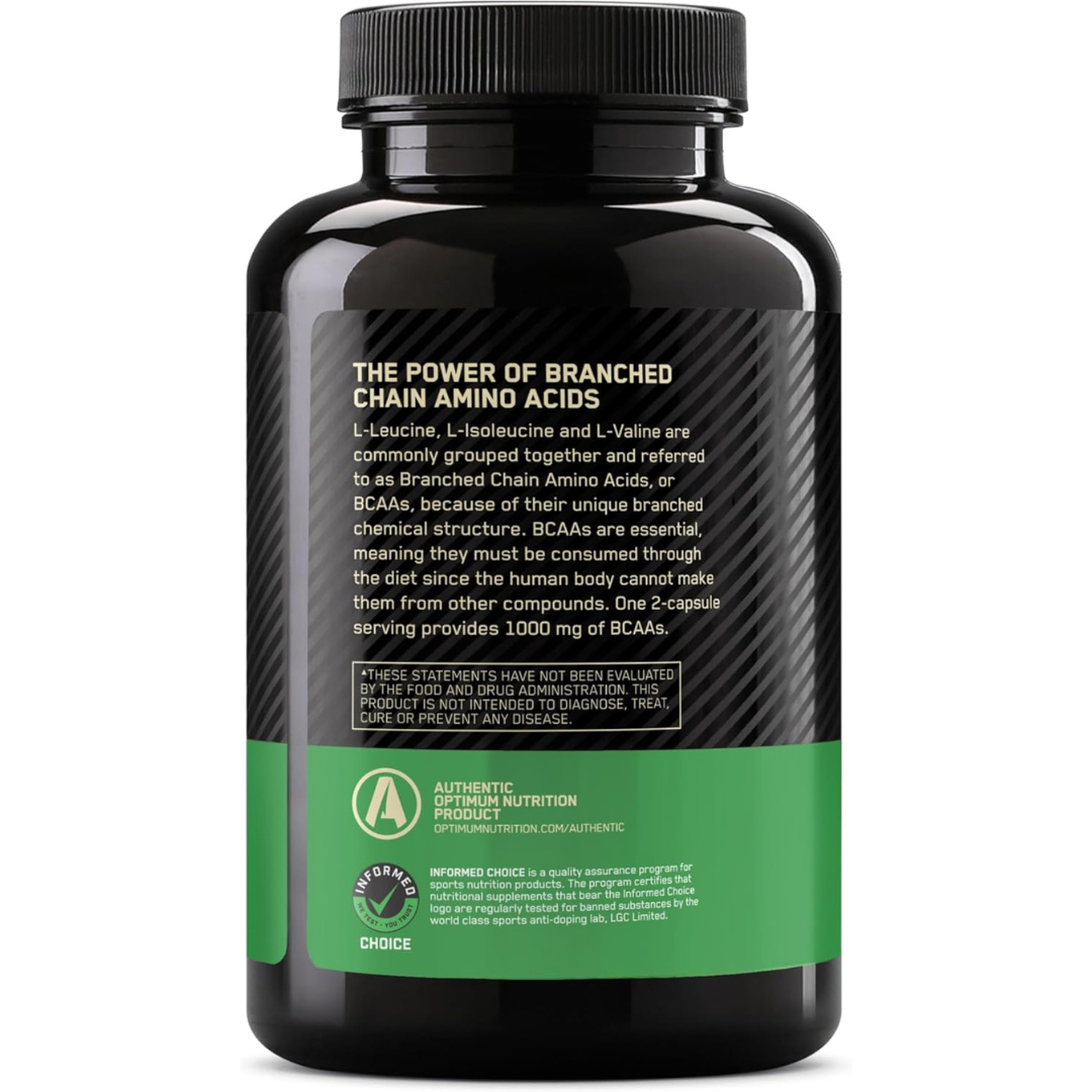 Optimum Nutrition Instantized BCAA Branched Chain Essential Amino Acids Capsules, 1000mg, 200 Count