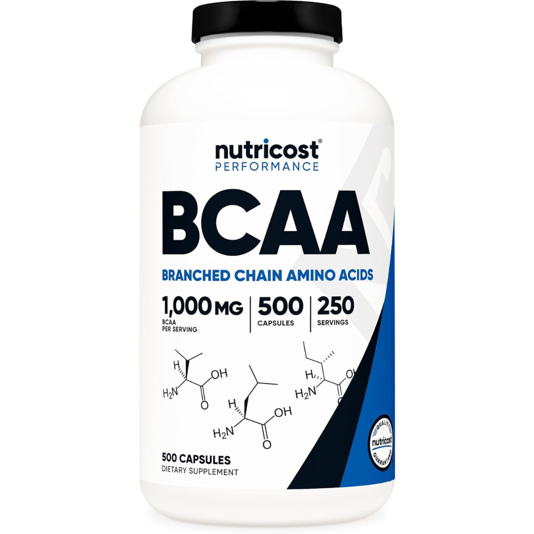 Nutricost BCAA 1000mg, 500 Capsules, 2:1:1 Branched Chain Amino Acids