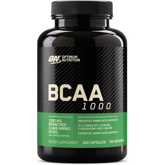 Optimum Nutrition Instantized BCAA Branched Chain Essential Amino Acids Capsules, 1000mg, 200 Count