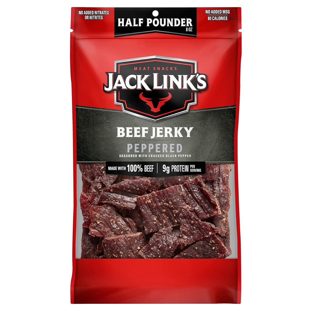 Jack Link's Beef Jerky, Peppered, Half Pounder Large Jerky Bag