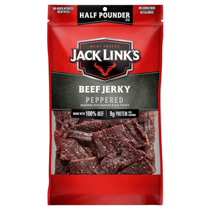 Jack Link's Beef Jerky, Peppered, Half Pounder Large Jerky Bag