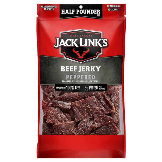 Jack Link's Beef Jerky, Peppered, Half Pounder Large Jerky Bag