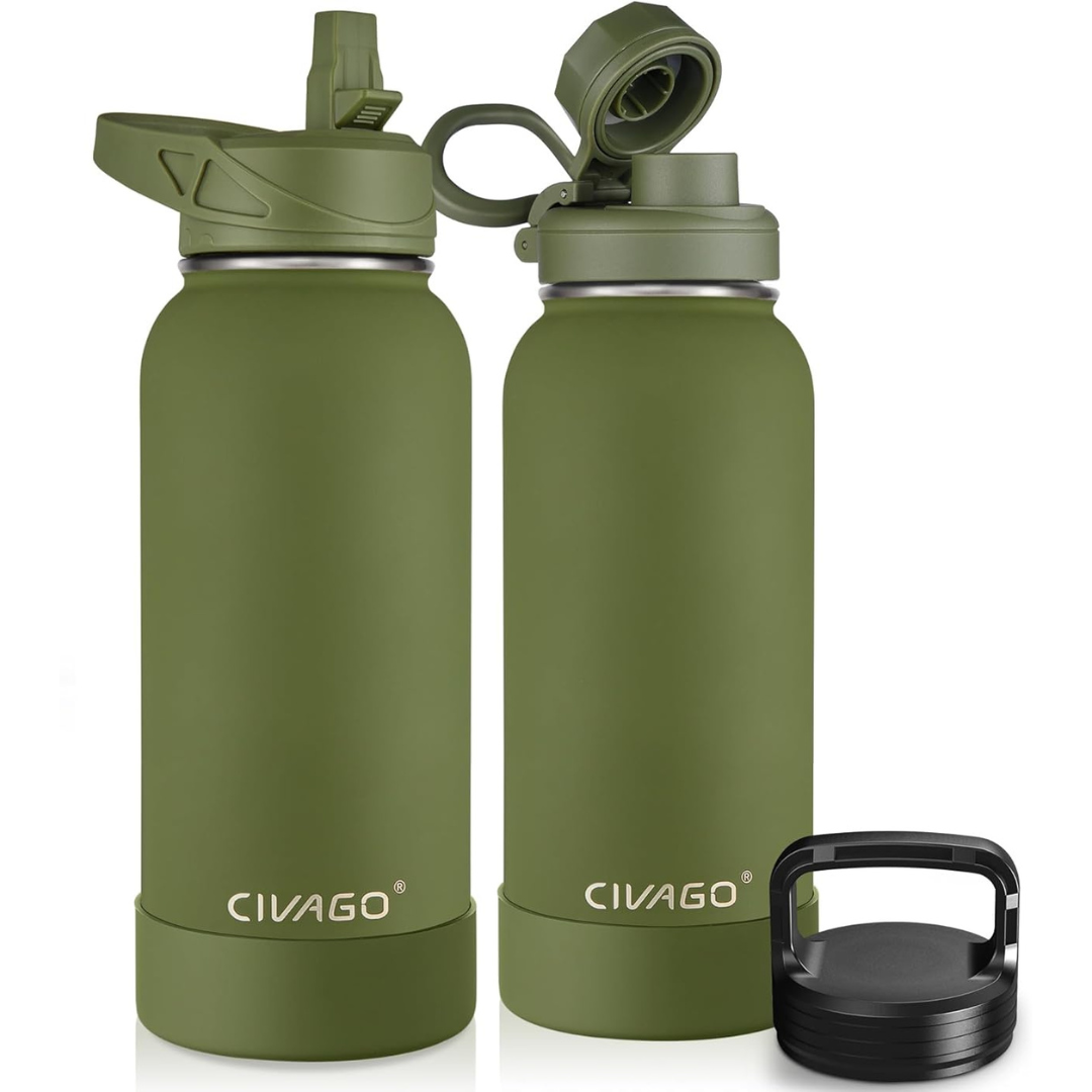 CIVAGO 32 Oz Insulated Water Bottle with Straw