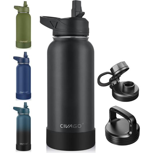 CIVAGO 32 Oz Insulated Water Bottle with Straw