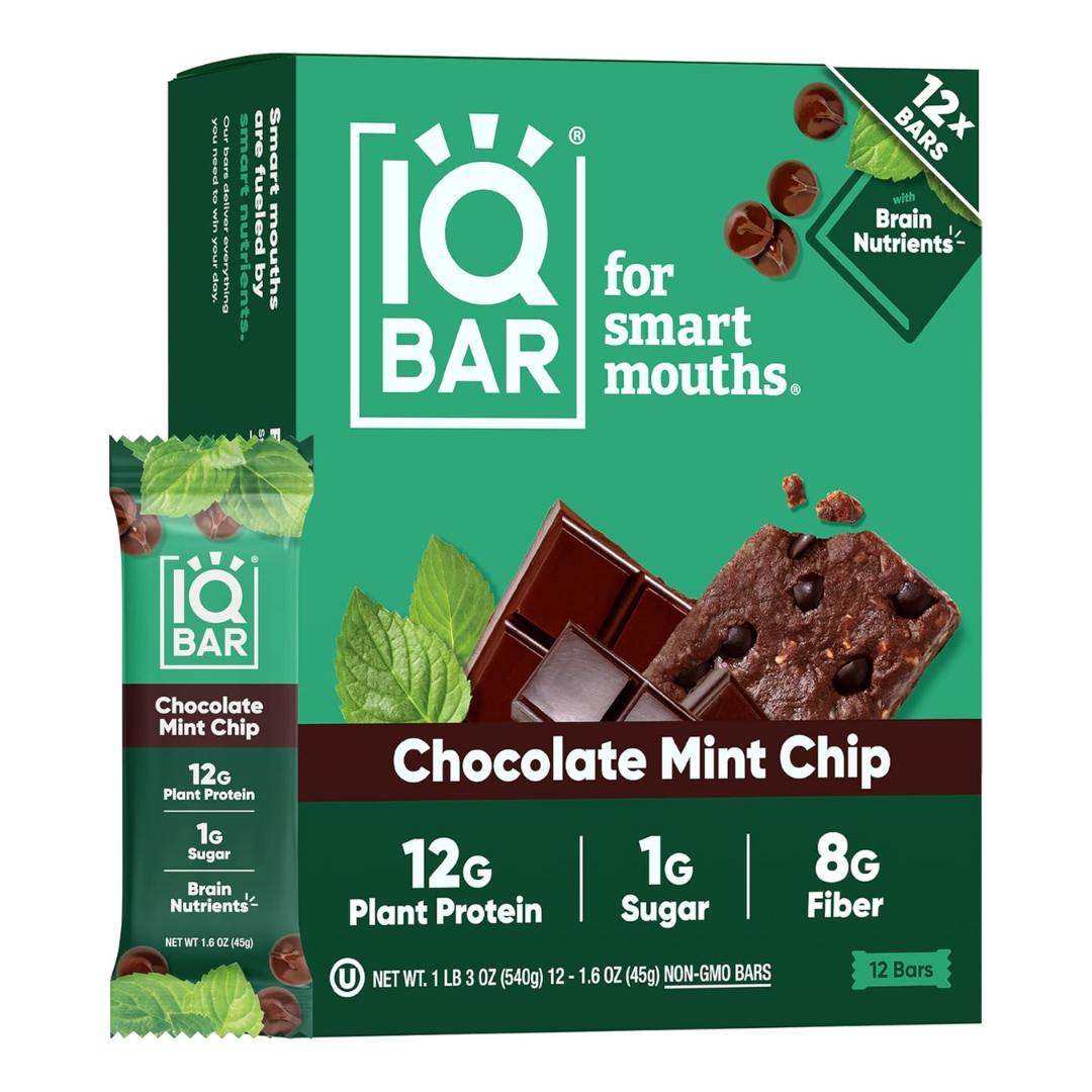 IQBAR Clean Plant Protein Bars - Chocolate Mint Chip - 12 Count